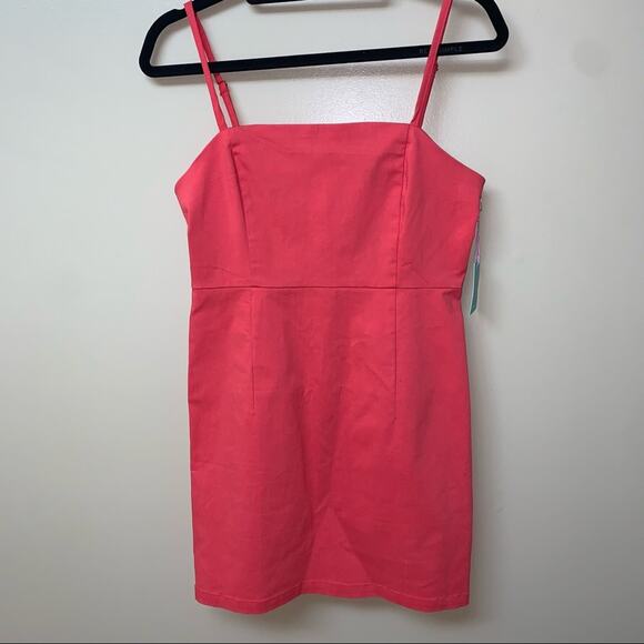 NWT Forever 21 Hot Pink Fitted Bodycon Sleeveless Mini Dress Size: Large - Picture 2 of 10